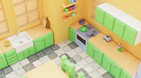 3d visualization of a toy kitchen Stock Illustration