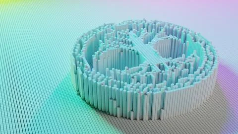 3d visualization of a tree made of cubes Stock Illustration