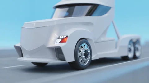 3d visualization of a truck driving on the highway Stock Footage 243209995