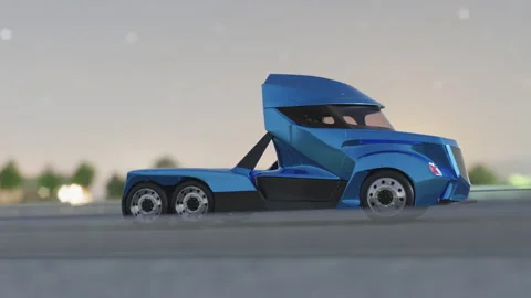 3d visualization of a truck driving on the highway Stock Footage 243424774