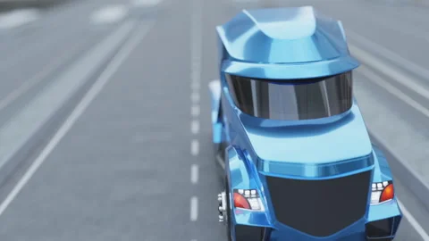 3d visualization of a truck driving on the highway Stock Footage 243424816