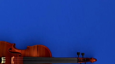 3d visualization of a violin on a blue table Stock Footage 158604082