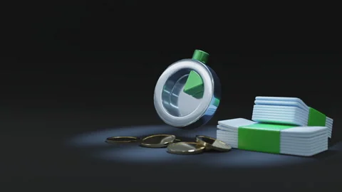 3d visualization of watches and coins Stock Footage 252184176