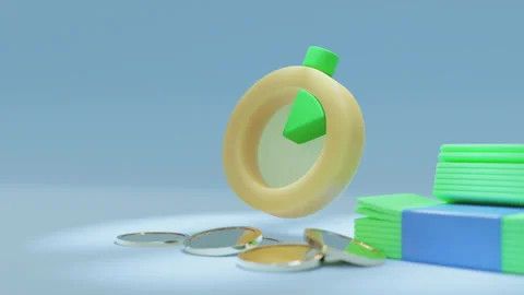 3d visualization of watches and coins Stock Footage 252184192