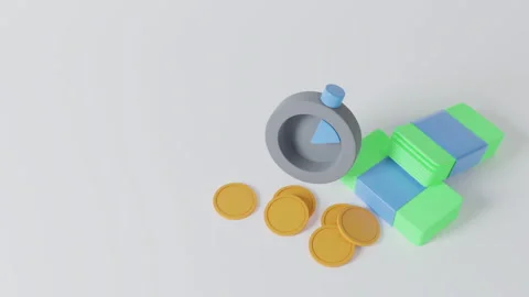 3d visualization of watches and coins Stock Footage 253471344