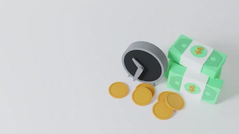 3d visualization of watches and coins Stock Footage 253471362