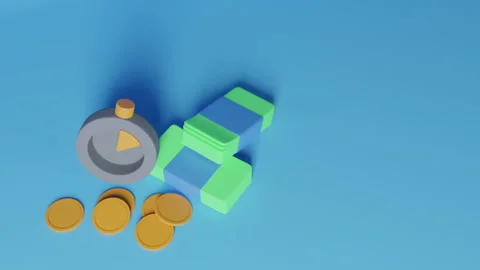 3d visualization of watches and coins Stock Footage 253471376