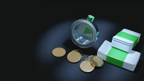 3d visualization of watches and coins Stock Illustration