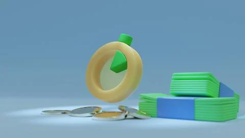 3d visualization of watches and coins Stock Illustration