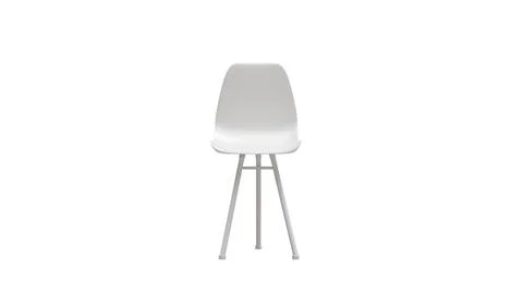 3D visualization of a white chair with three thin metal legs on a white backg Stock Illustration