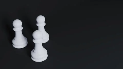 3d visualization of a white marble pawn on a black background Stock Footage 253581514