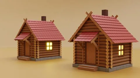 3d visualization of a wooden hut Stock Illustration