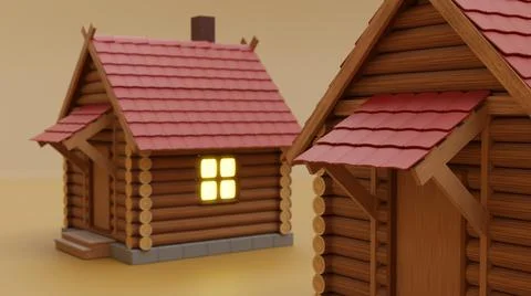 3d visualization of a wooden hut Stock Illustration