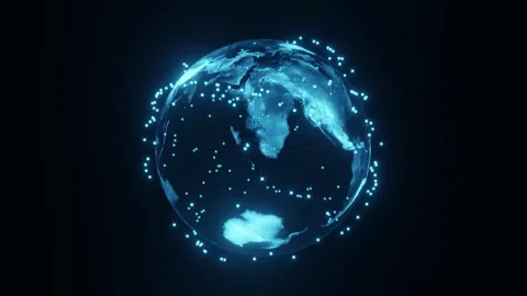 3D Visualization of a Worldwide Internet Satellite Network Orbiting Earth 库存影片 259406438