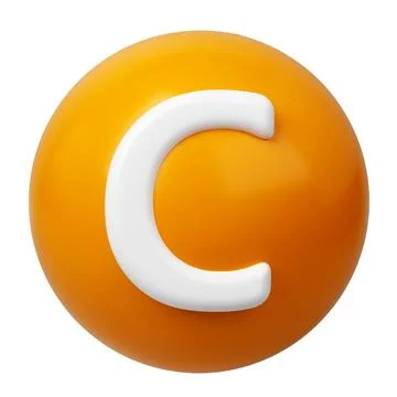 3D Vitamin C round sphere capsule orange golden pharmacy icon. Beauty nutrition Stock Illustration