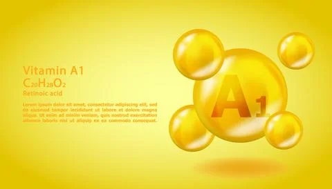 3D Vitamin molecule A1 Retinoic acid design. Realistic A1 Retinoic acid Vitamin Stock Illustration