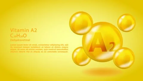 3D Vitamin molecule A2 Dehydroretinol design. Realistic A2 Dehydroretinol Stock Illustration