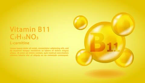 3D Vitamin molecule B11 L-carnitine design. Realistic B11 L-carnitine Vitamin Stock Illustration