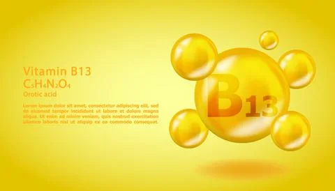 3D Vitamin molecule B13 Orotic acid design. Realistic B13 Orotic acid Vitamin Stock Illustration