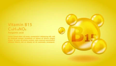 3D Vitamin molecule B15 Pangamic acid design. Realistic B15 Pangamic acid Stock Illustration