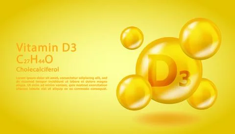 3D Vitamin molecule D3 Cholecalciferol design. Realistic D3 Cholecalciferol Stock Illustration