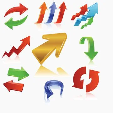 3d vivid color arrows vector graphic Stock Illustration