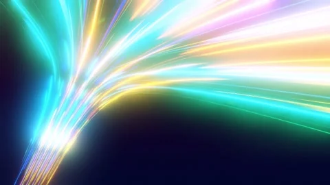 3d vj loop, abstract background with futuristic flow of multicolor glow lines Stock Footage 160440825