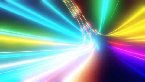 3d vj loop, abstract background with futuristic flow of multicolor glow lines Stock Footage 167668390