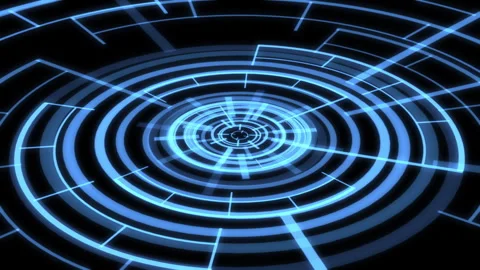 3D VJ Loop Circle Radial Geometric Patterns Audio Reactive X60 Degrees L Blue 스톡 동영상 255178320