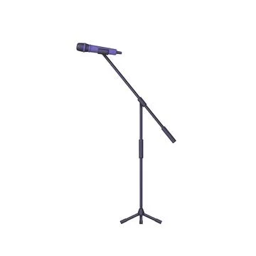 3D vocal microphone with stand isolated on white background Stock Illustration