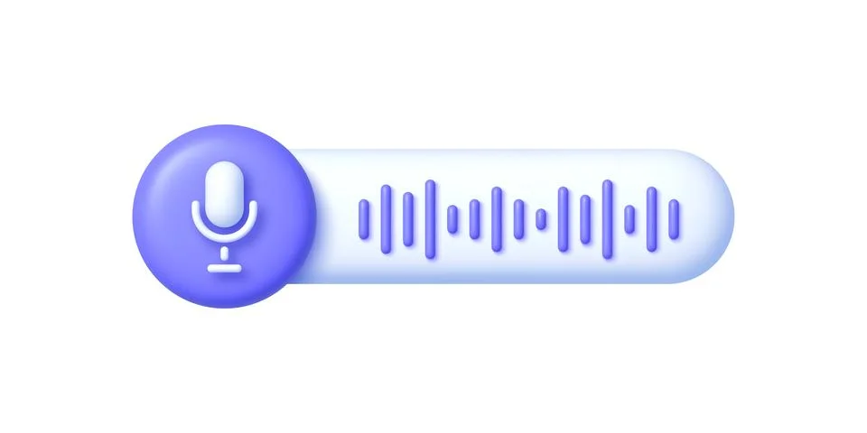 3d voice message for mobile device design. Social media message. Isolated vector Stock Illustration