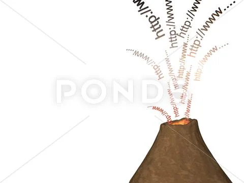 3d volcano, erupted names the Internet of sites Stock Illustration