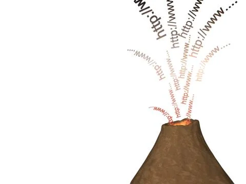 3d volcano, erupted names the Internet of sites Illustrazione stock