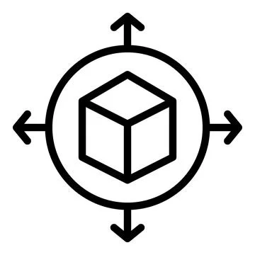 3d vr cube icon outline vector. Digital platform Stock Illustration