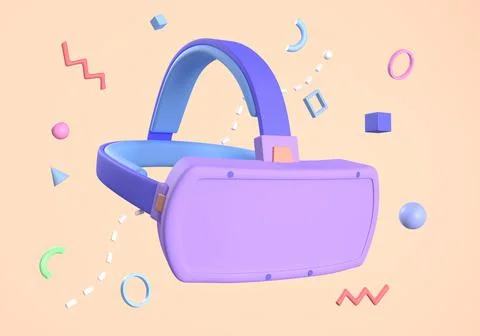 3D VR goggles, virtual reality technology. VR glasses for video game Stock Illustration