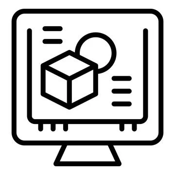 3d vr program icon outline vector. Video ar Stock Illustration