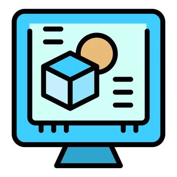 3d vr program icon vector flat Stock Illustration