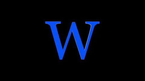 3d W letter logo loopable blue color black background Illustrazione stock