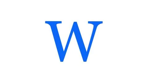 3d W letter logo loopable blue color white background Illustrazione stock