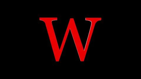 3d W letter logo loopable red color black background 스톡 일러스트