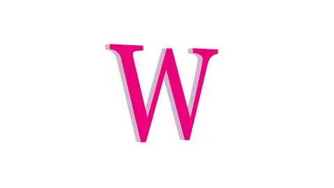 3d W letter logo loopable pink color white background Stock Illustration