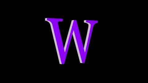 3d W letter logo loopable purple color black background Stock Illustration