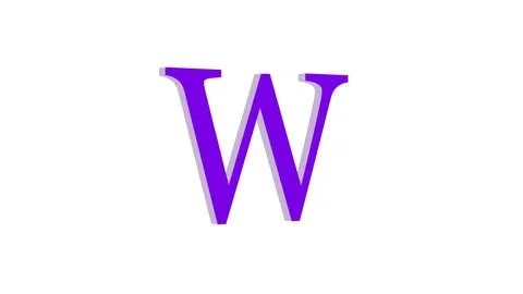 3d W letter logo loopable purple color white background Illustrazione stock