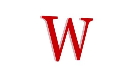 3d W letter logo loopable red color white background Illustrazione stock