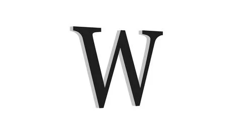 3d W letter logo loopable rotated black color white background Illustrazione stock