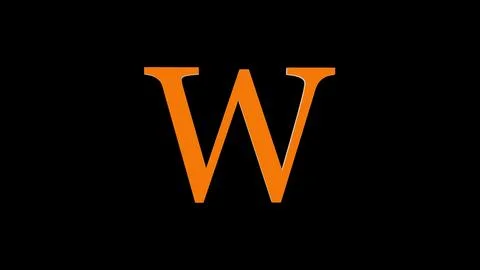 3d W letter logo loopable rotated brown color black background 스톡 일러스트