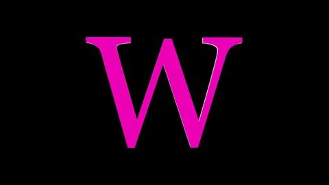 3d W letter logo loopable rotated pink color black background Illustrazione stock