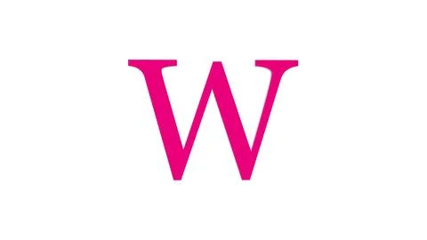 3d W letter logo loopable rotated pink color white background Illustrazione stock