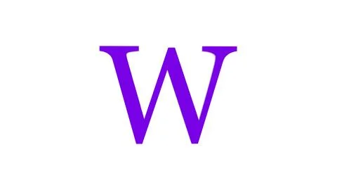 3d W letter logo loopable rotated purple color white background Stock Illustration