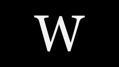 3d W letter logo loopable rotated white color black background Stock Illustration